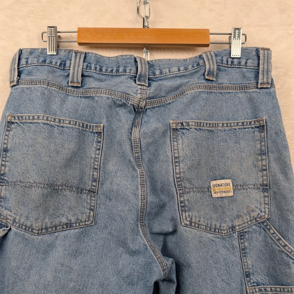 Signature Levi Strauss Carpenter Jeans Mens 36x30 Blue Workwear Relaxed Straight